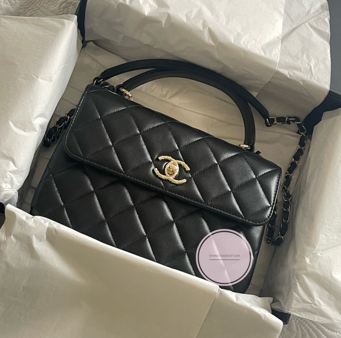 Chanel Black Quilted Lambskin Small Trendy CC Dual Handle Flap Bag